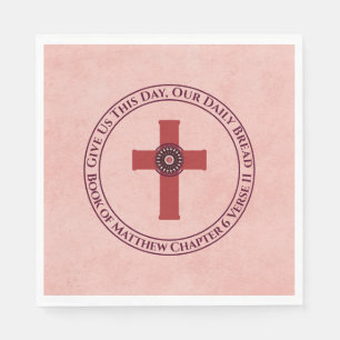 Gebt uns die Bibel Verse Cross Terra Cotta Serviette