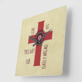 Gebt uns heute Verse Decorative Cross Yellow Quadratische Wanduhr (Winkel)