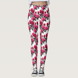 Gebündelte rote und rosa Rosen auf einem krassen W Leggings