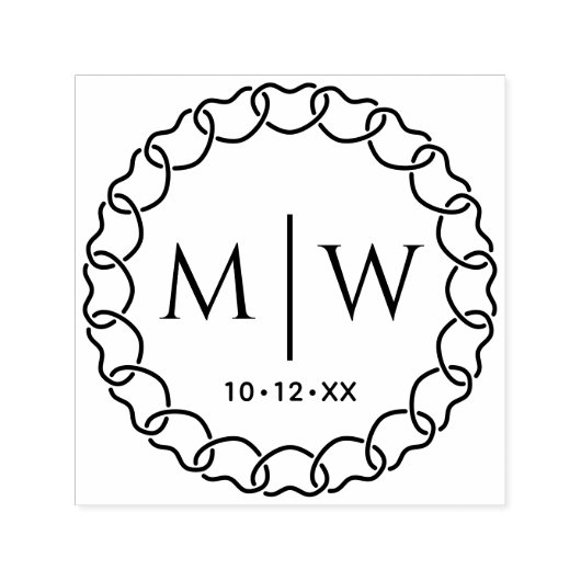 Gebundene Herzen Rahmen Zwei erste Hochzeitmonogra Permastempel (Design)