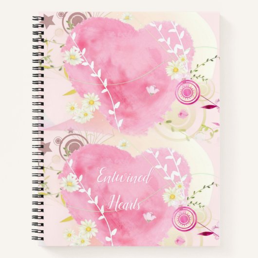 Gebundene Herzen - Rosa Notizblock (Vorderseite)
