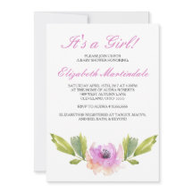 Gebürste Blüten| Watercolor Babydusche Einladung