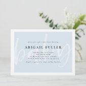 Gebürstete blaue und weiße Babyparty-Einladung Einladung (Stehend Vorderseite)