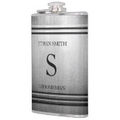 Gebürstete Chrom-glatte personalisierte Flasche Flachmann (Links)