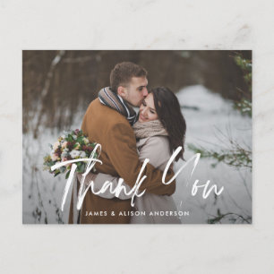 Gebürstete Lettering Hochzeit Danke Postkarte