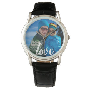 Gebürstete Liebe-Typografie-personalisierte Armbanduhr