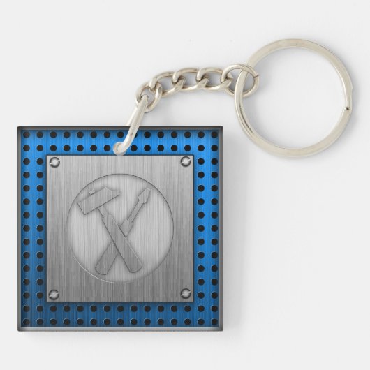 Gebürstete Metall-Blick Tischler-Werkzeuge Schlüsselanhänger (Rückseite)