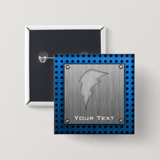 Gebürsteter Metall-Blick Blitz-Bolzen Button (Vorne & Hinten)