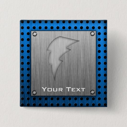 Gebürsteter Metall-Blick Blitz-Bolzen Button (Vorderseite)