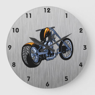 Gebürsteter Metall-Blick Chopper Große Wanduhr