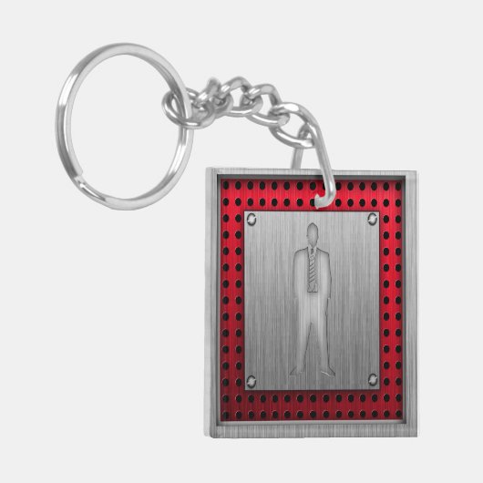 Gebürsteter Metall-Blick Geschäfts-Anzug Schlüsselanhänger (Vorderseite links)