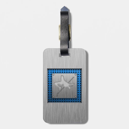 Gebürsteter Metall-Blick Hochsprung Gepäckanhänger (Rückseite vertikal)