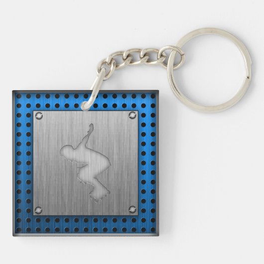 Gebürsteter Metall-Blick Rollerblading Schlüsselanhänger (Rückseite)