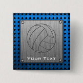 Gebürsteter Metall-Blick Volleyball Button (Vorderseite)