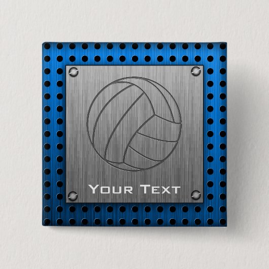 Gebürsteter Metall-Blick Volleyball Button (Vorderseite)