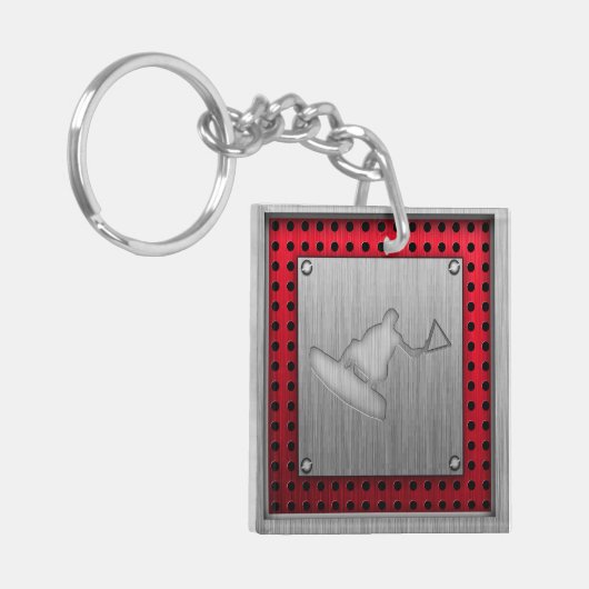 Gebürsteter Metall-Blick Wakeboarder Schlüsselanhänger (Vorderseite links)