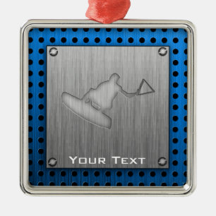 Gebürsteter Metall-Blick Wakeboarder Silbernes Ornament