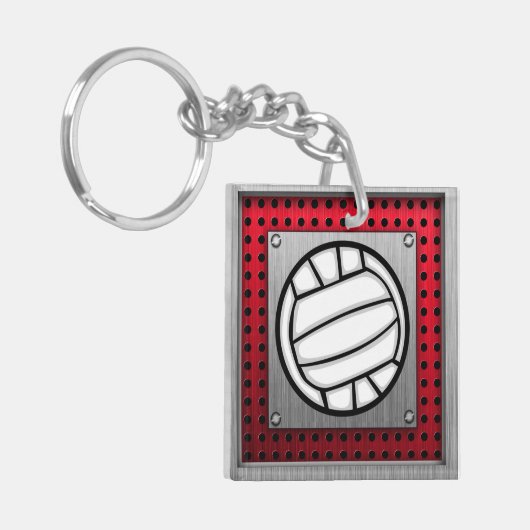 Gebürsteter Metallblick Volleyball Schlüsselanhänger (Vorderseite links)