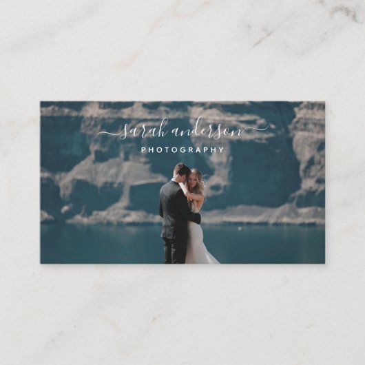 Gebürsteter Skript-moderner Typografie-Fotograf Visitenkarte (Vorderseite)