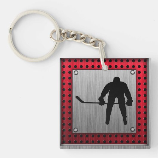 Gebürstetes Aluminiumblick Hockey Schlüsselanhänger (Vorderseite)