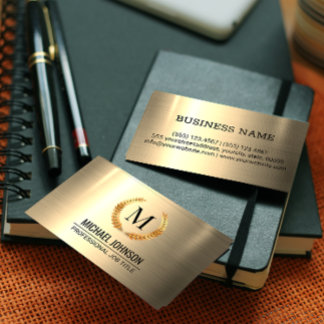 Gebürstetes Gold Metall Luxus Monogramm Executive Visitenkarte