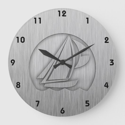 Gebürstetes Metall-Blick Segeln Große Wanduhr (Vorderseite)