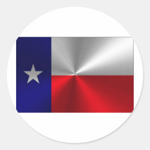 Gebürstetes Metall Texas Flagge Runder Aufkleber