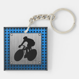 Gebürstetes Metallblick Radfahren Schlüsselanhänger