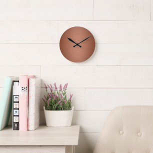 Gebürstetes Roségold Metallisch Runde Wanduhr