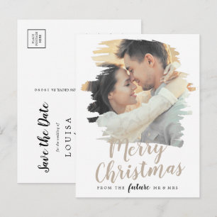 Gebürstetes Tan Frohe Weihnachten Save-the-Date-Fo