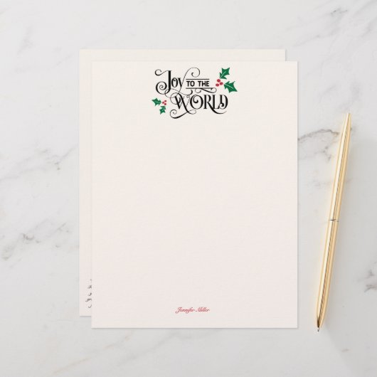 Geburt auf der Rückseite Joy to the World w Signat Briefbogen (Vorderseite/Rückseite Beispiel)