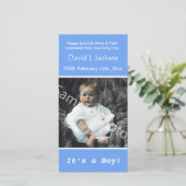 Geburt blauer Ankündigung. Fügen Sie Ihrem Foto hi Ankündigung (Stehend Vorderseite)