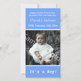 Geburt blauer Ankündigung. Fügen Sie Ihrem Foto hi Ankündigung