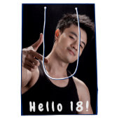 Geburt Brauch Foto hallo 18 blauen Jungen Männer Mittlere Geschenktüte (Rückseite)