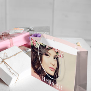 Geburt Brauch Foto hello 21 Rose Gold Große Geschenktüte