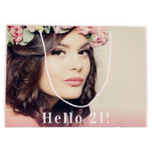 Geburt Brauch Foto hello 21 Rose Gold Große Geschenktüte (Rückseite)