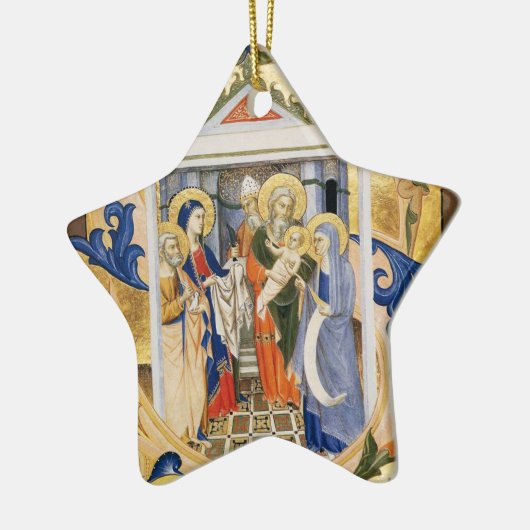 GEBURT CHRISTI, BLAUER STERN UND KERAMIKORNAMENT (Links)