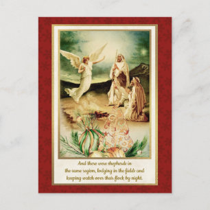 Geburt Christi Hirten & Engel Goldenes Weihnachten Postkarte