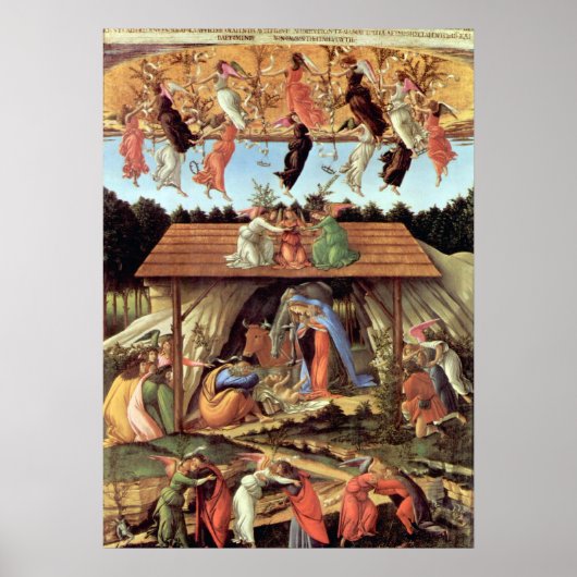 Geburt Christi von Botticelli, Weihnachtskrippe Poster (Vorne)