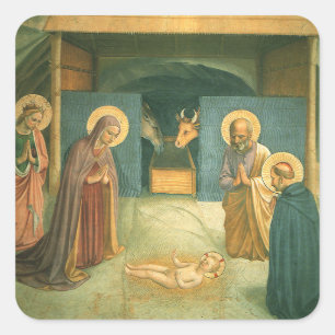 Geburt Christi von Fra Angelico Quadratischer Aufkleber