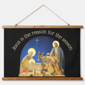 Geburt Christi Wandteppich Mit Holzrahmen