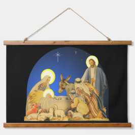 Geburt Christi Wandteppich Mit Holzrahmen