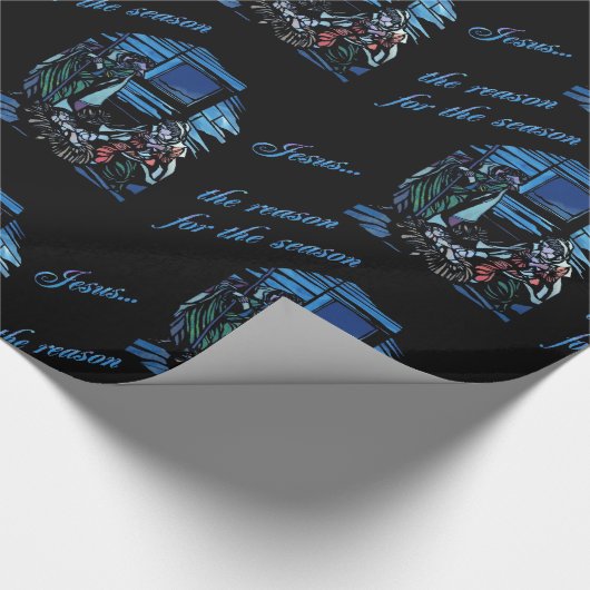 Geburt Christis-Buntglas Geschenkpapier (Ecke)