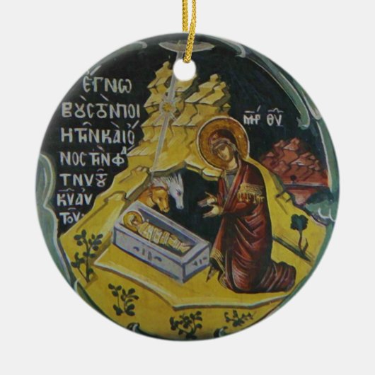 Geburt Christis-Ikonen-Weihnachtsverzierung Keramik Ornament (Vorne)