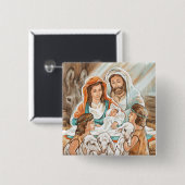 Geburt Christis-Malerei mit kleinen Schäfer-Jungen Button (Vorne & Hinten)