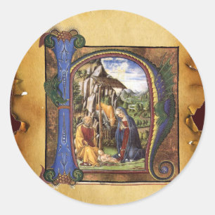 GEBURT CHRISTIS-MONOGRAMM-WEIHNACHTSpergament Runder Aufkleber