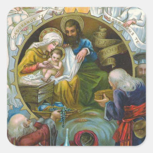 "Geburt Christis-Szene " Quadratischer Aufkleber