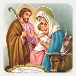 Geburt Christis-Szenen-Geschenke für Weihnachten Quadratischer Aufkleber