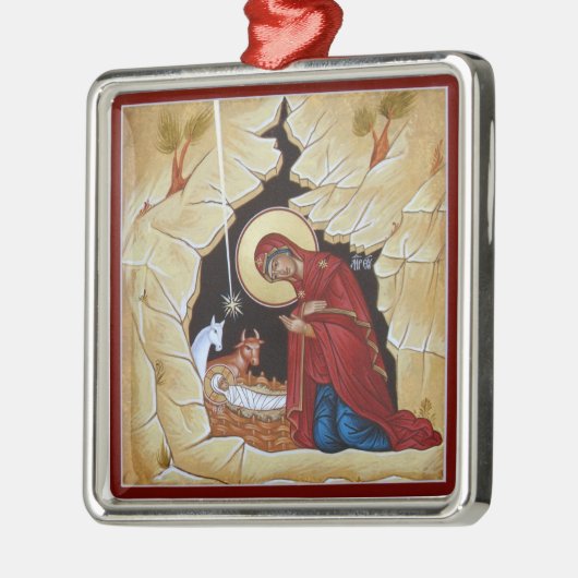 Geburt Christis-Verzierung Silbernes Ornament (Links)