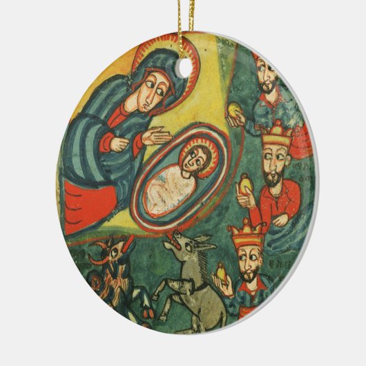 GEBURT CHRISTIS-WEIHNACHTSpergament, VEREHRUNG DER Keramikornament (Links)